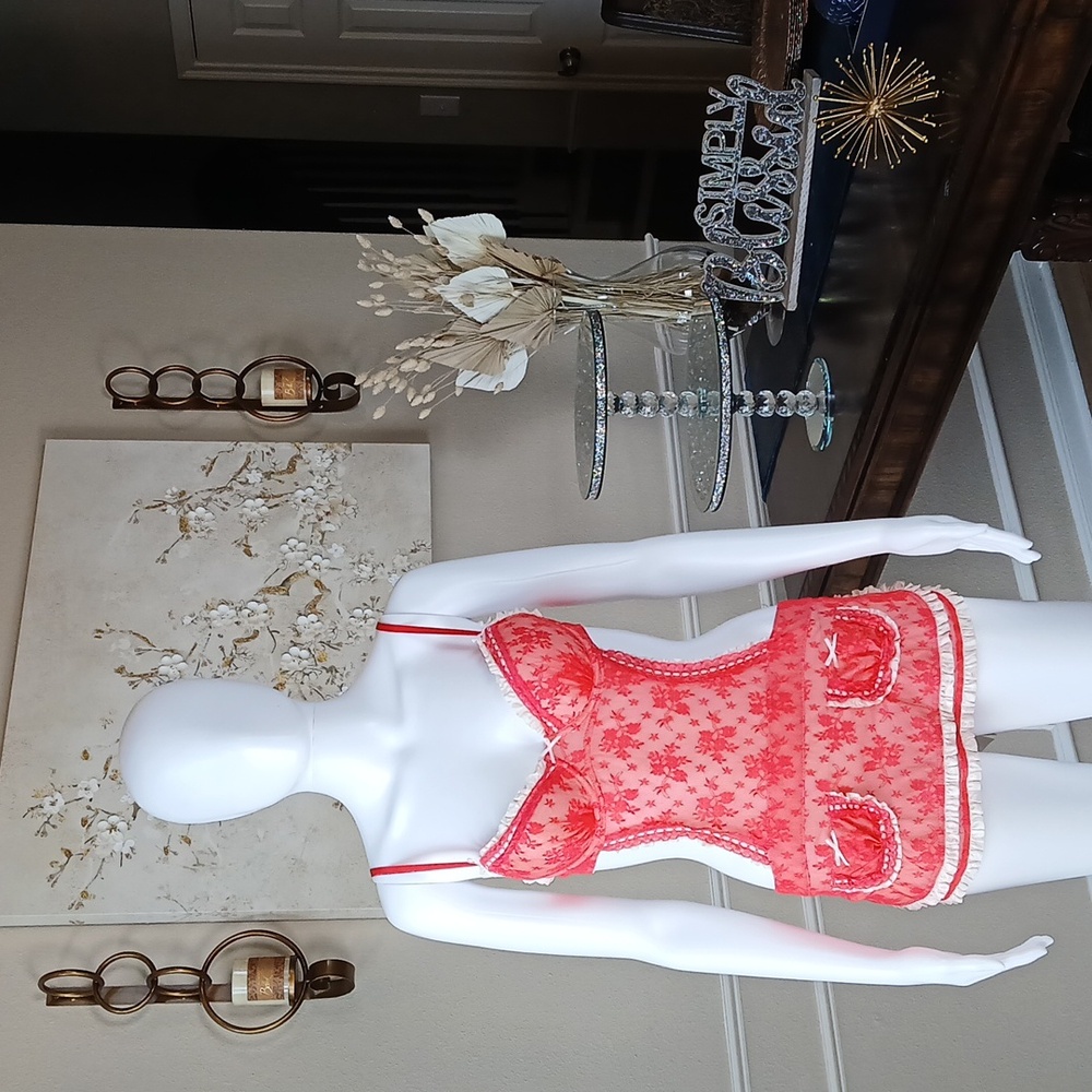 Victoria's Secret Super Sexy Floral Lace Apron Lingerie Mini Dress. Size 34B